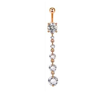 14K Rose Gold Plated Diamond Belly Button